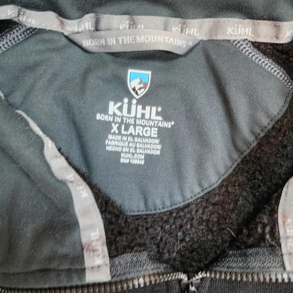 Kulh Mens Size XL Kashmira Black & Gray Fleece Lined 1/4 Zip Sweater Pullover